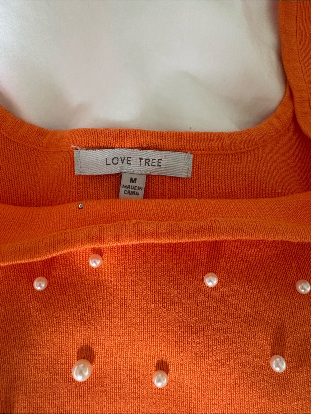 Love Tree Orange Pearl-Studded Knit Crop Tank - Picture 5 of 5